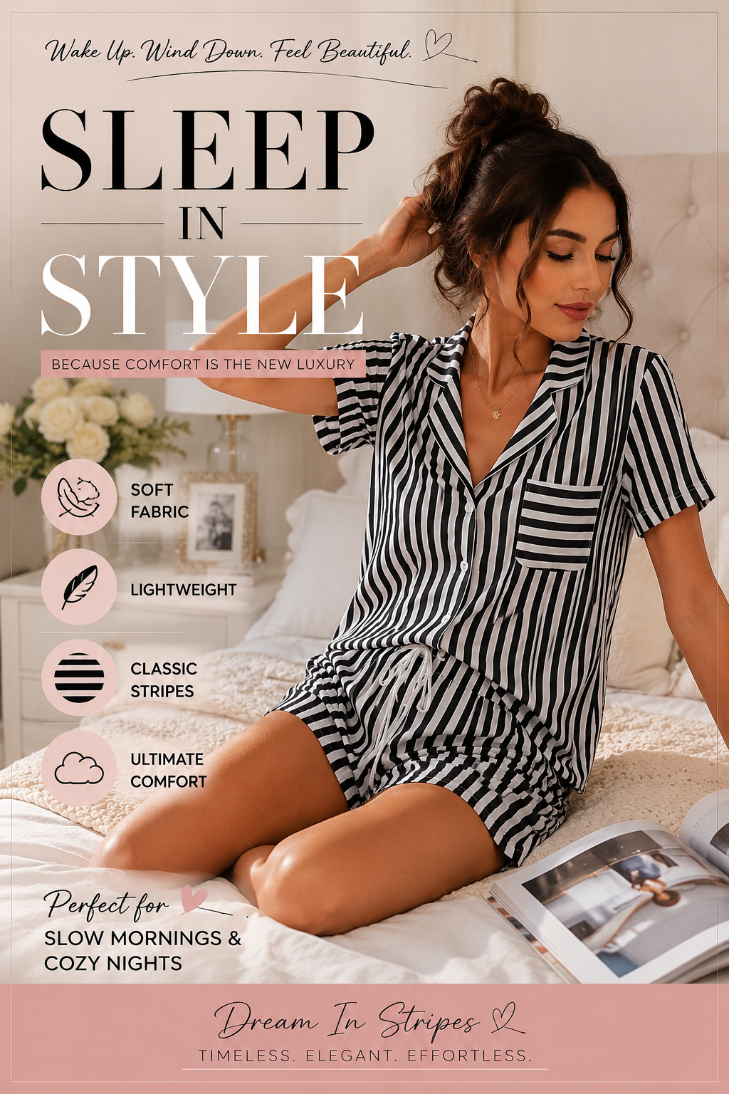 halfpeach Classic Stripe Night Suit for Women