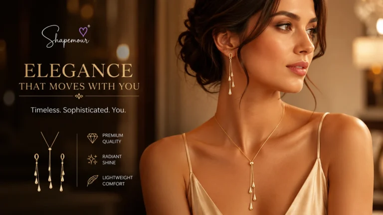 PALMONAS Dangling Teardrop Necklace & Earring Set