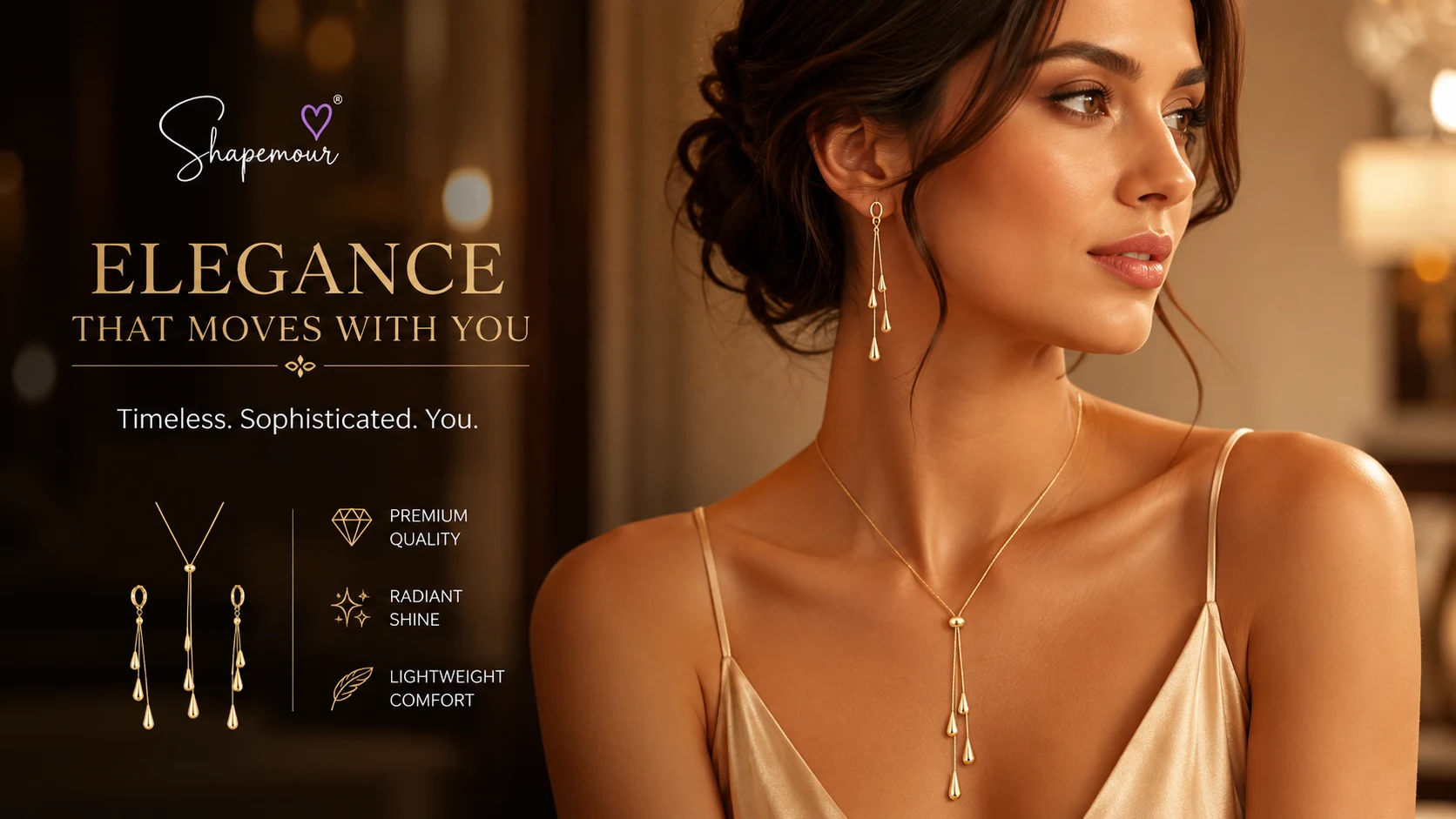PALMONAS Dangling Teardrop Necklace & Earring Set