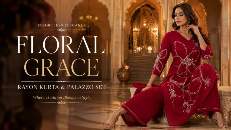 INDO ERA Women’s Straight Floral Embroidered Kurta & Palazzo Set Review – Elegant Rayon Ethnic Wear for Women