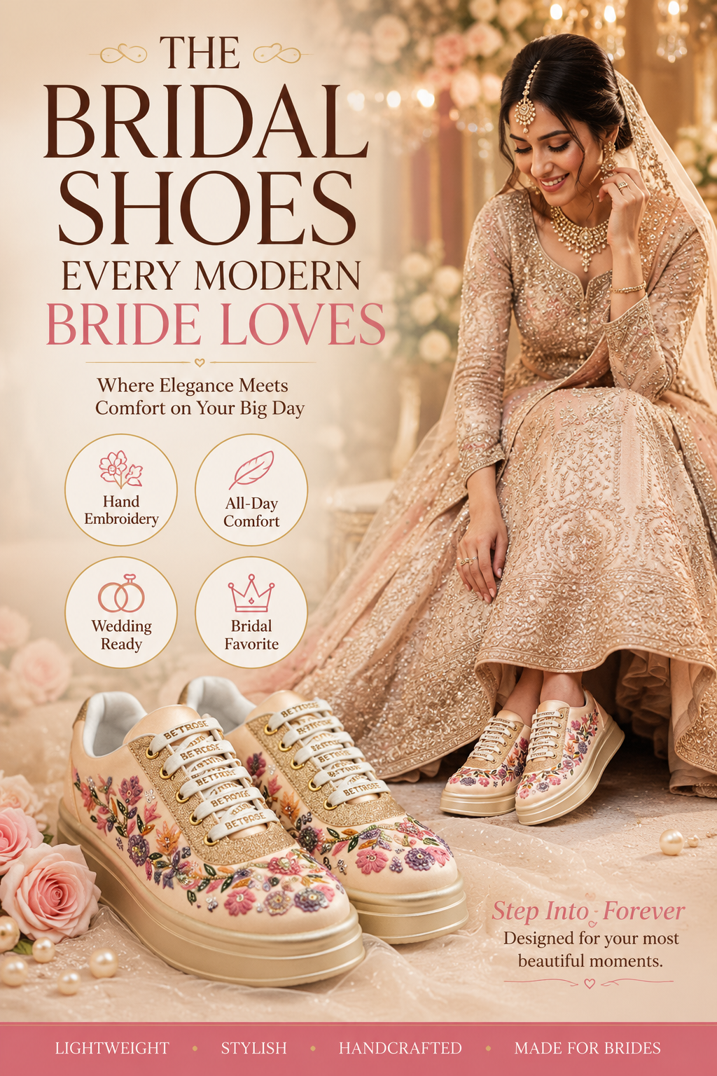 Women Hand Embroidery Party Wedding Bridal Sneakers RR1233