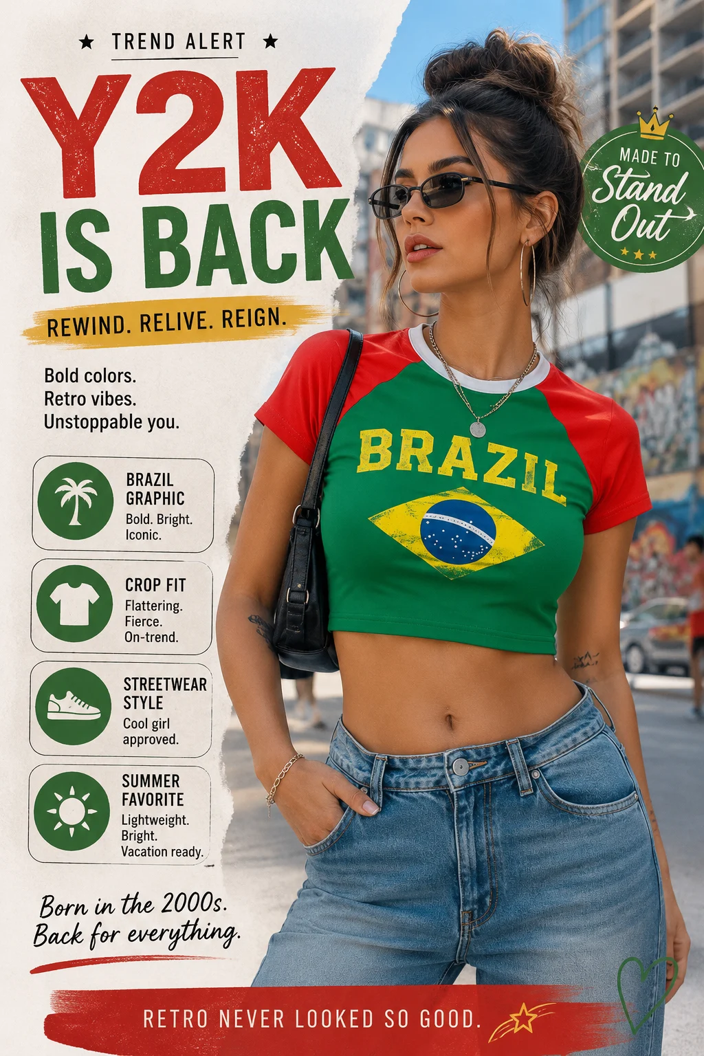 MANGMAO Women's Brazil Crop Top Y2K Graphic Tee Review