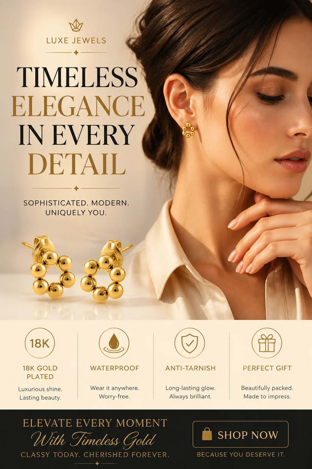 PALMONAS 18K Gold Plated Classic Chic Stud Earrings Review