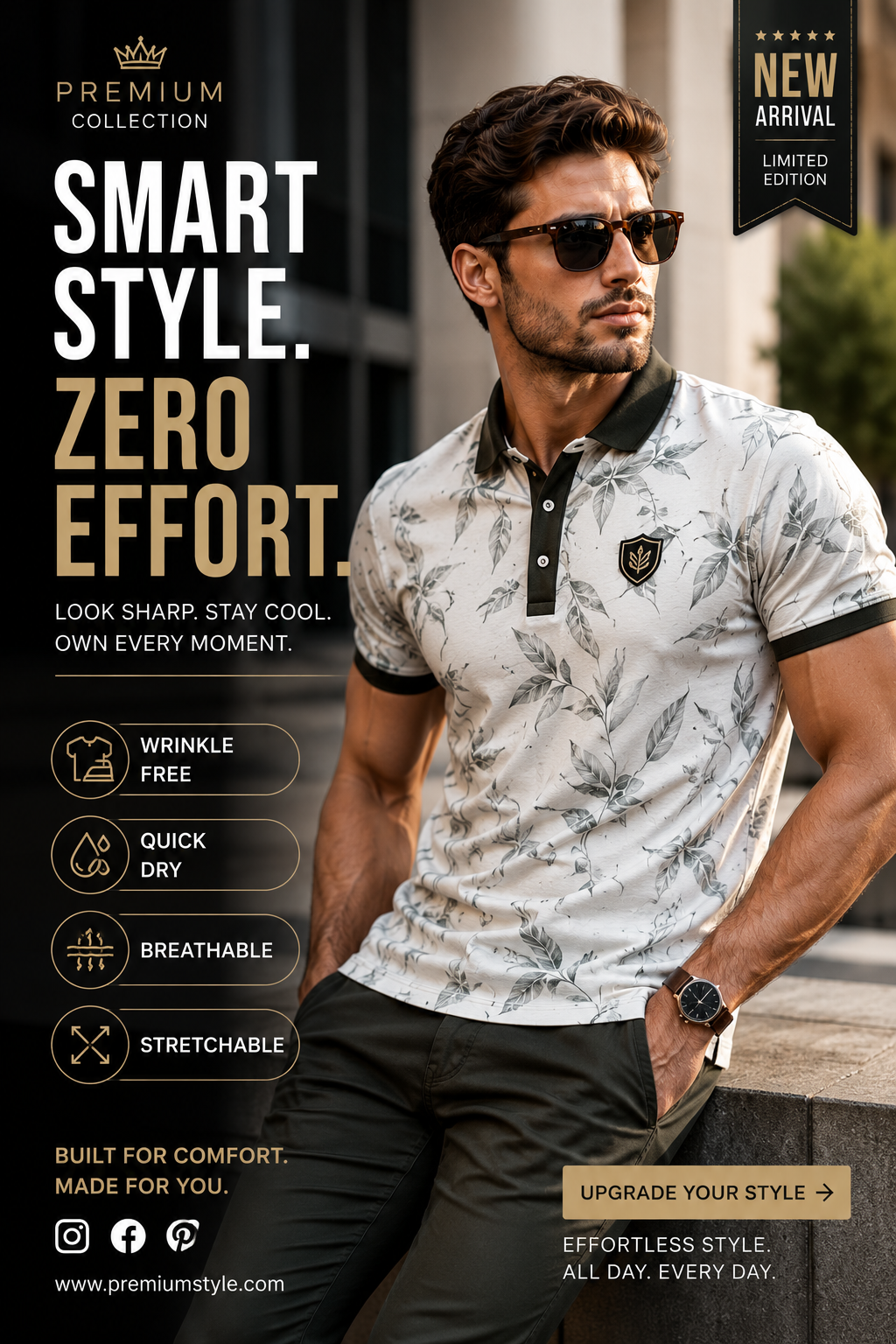 STELLERS Men's Premium Printed Polo T-Shirt